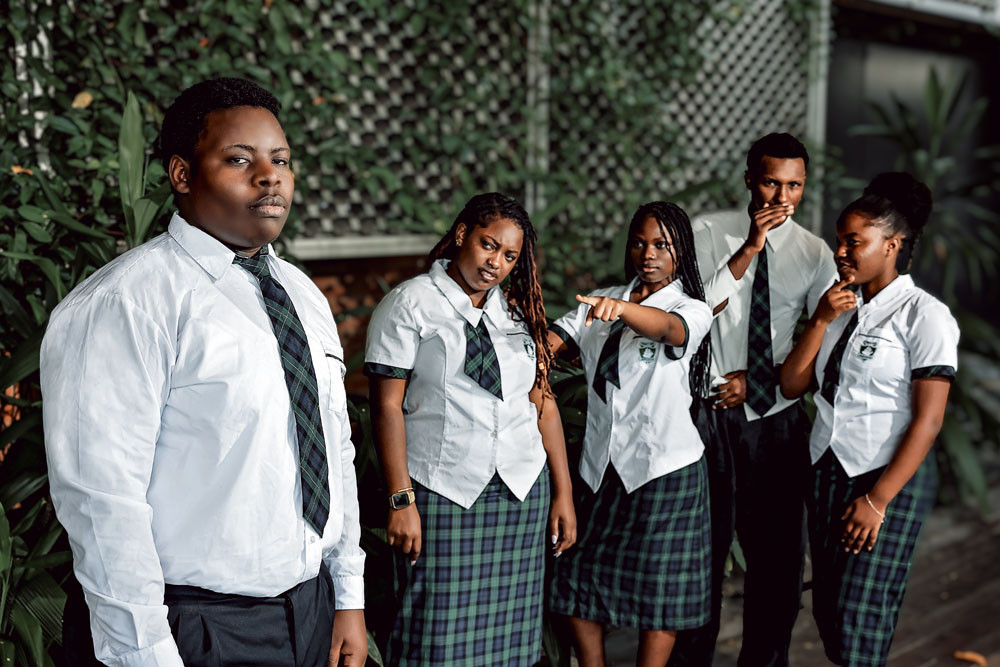 Tuyisenge Jacques Aphonse (left) as Kabili with cast members of Resist The Switch. Picture: Frontrow Photo
