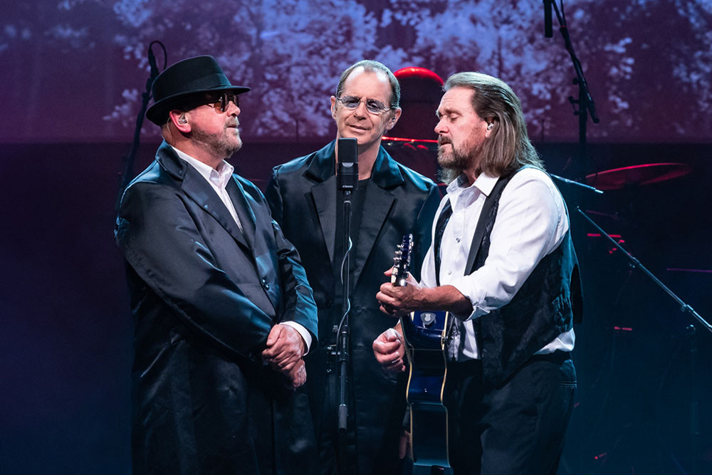 The Best of the Bee Gees Greg Wain (Maurice Gibb), Russell Davey (Robin Gibb) and Evan Webster (Barry Gibb) are at the Cairns Performing Arts Centre next weekend. Picture: Supplied