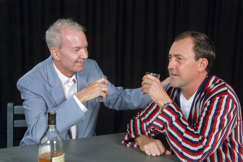 Gerardo (Morgan Lewis) and Roberto Miranda (Mark Chivers) enjoy a cognac together. Picture: Barton Photography