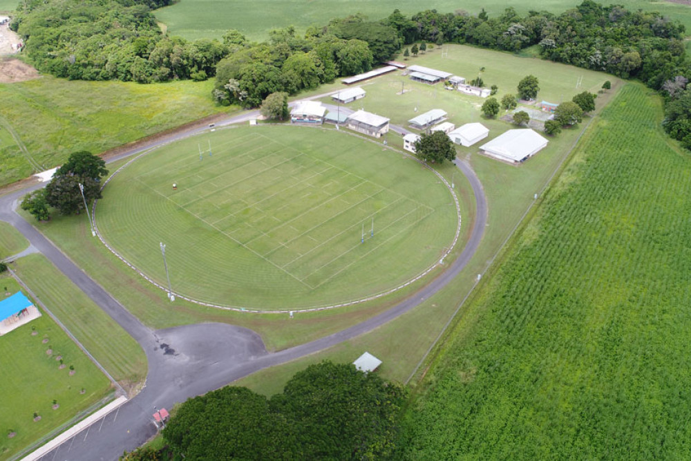 An aerial photo of the Mossman Showgrounds which will get four new lights this year.