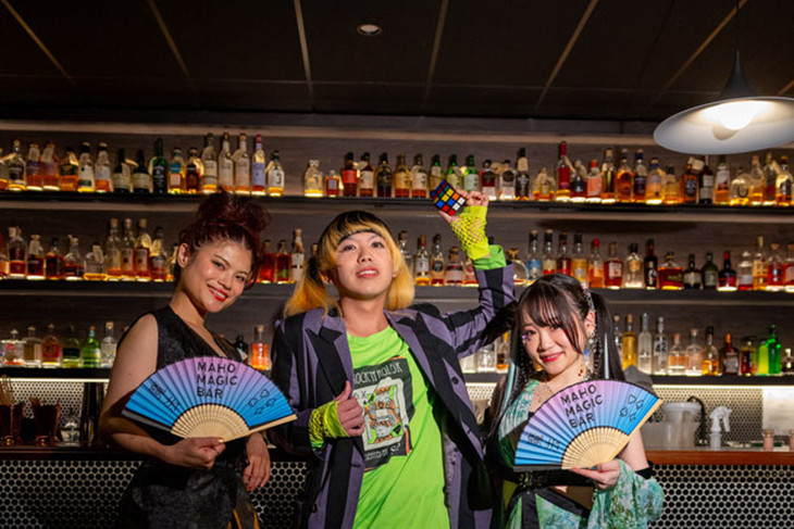 Sawaka Minaguchi, E.O. Lee and Kaori Kirazawa brought the Maho Magic Bar to Three Wolves in Cairns earlier this week before opening at Port Douglas on Wednesday. Picture: Supplied