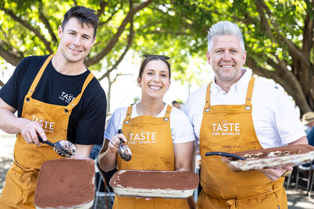 Max and Laura Sharrad and Massimo Mele at last year’s Long Lunch as part of Taste Port Douglas. Picture: Supplied