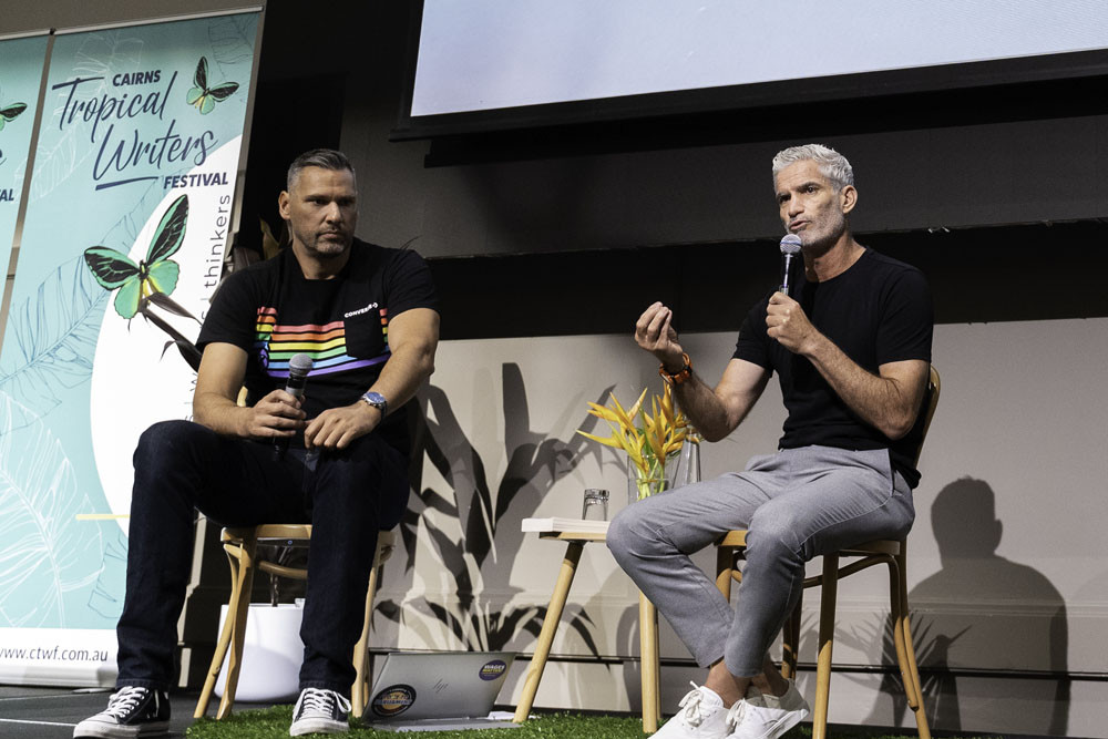 Former Socceroos captain Craig Foster (right) will be joining the Cairns Tropical Writers Festival for another year on a panel with Rebecka Holt and Priya Nadesalingam on the book Home to Bilo. Picture: Supplied