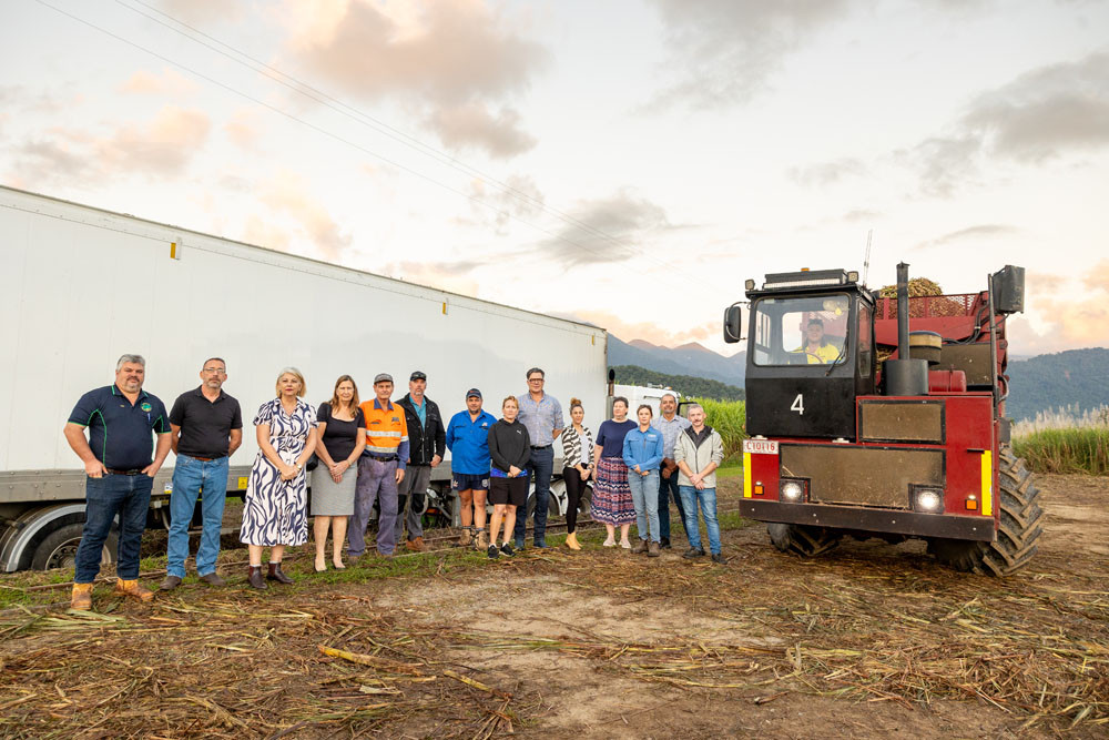 Douglas Shire Council Mayor Lisa Scomazzon (third from left) with other councillors and cane farmers and workers at the start of last year’s harvest. Pictures: Suppled/ Gary ‘Gazza’ McIlroy