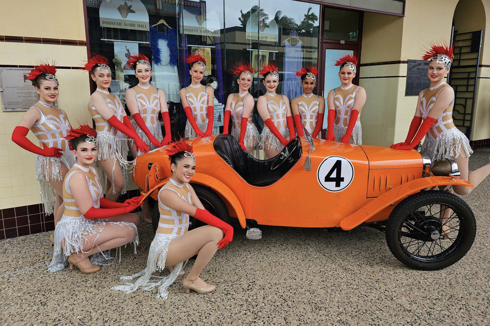 Dancers from the Dance Works Academy in their best art deco costumes at the Tropical Art Deco’s high tea. Picture: Supplied