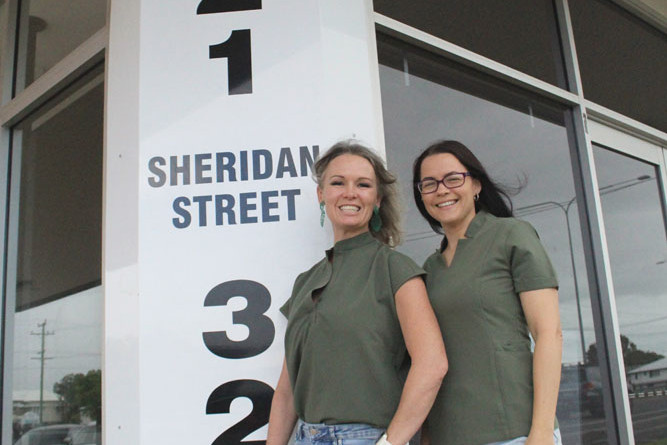 Pharmacists Pippa Travers-Mason and Janelle Dockray at the site of the first medicinal cannabis dispensary at Cairns North that will open in mid-August. Picture: Isabella Guzman Gonzalez