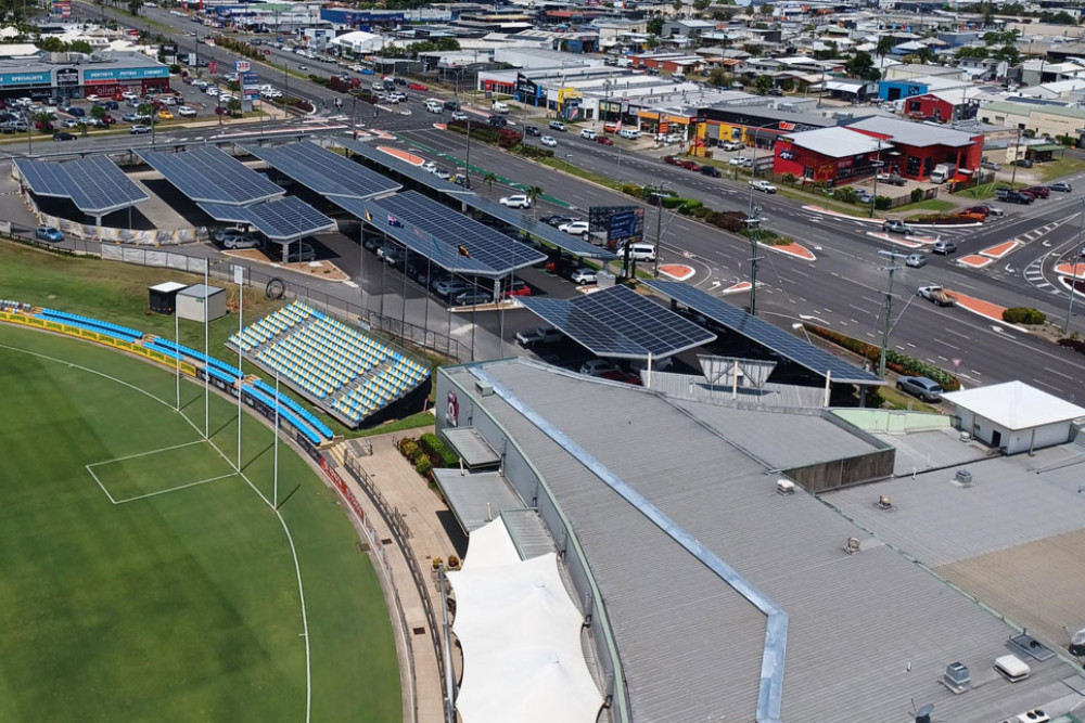 The 180-space solar shaded carpark is open for members at Cazaly’s.