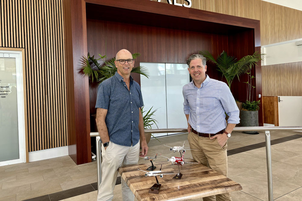 Cairns Airport chief Richard Barker and TTNQ boss Mark Olsen. Picture: Cairns Airport