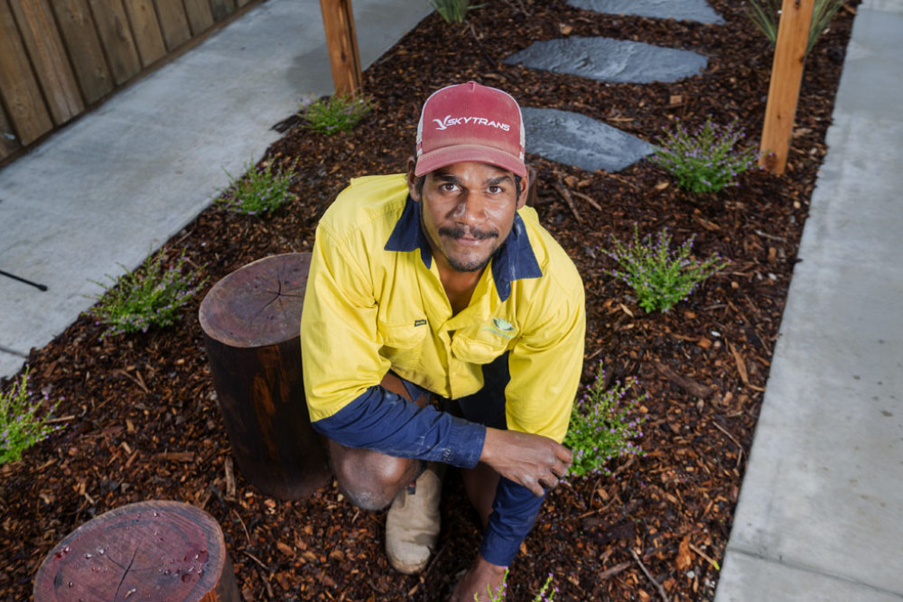 Landscaper Terrence Casey-Douglas is inspiring other young Indigenous people. Picture: Supplied