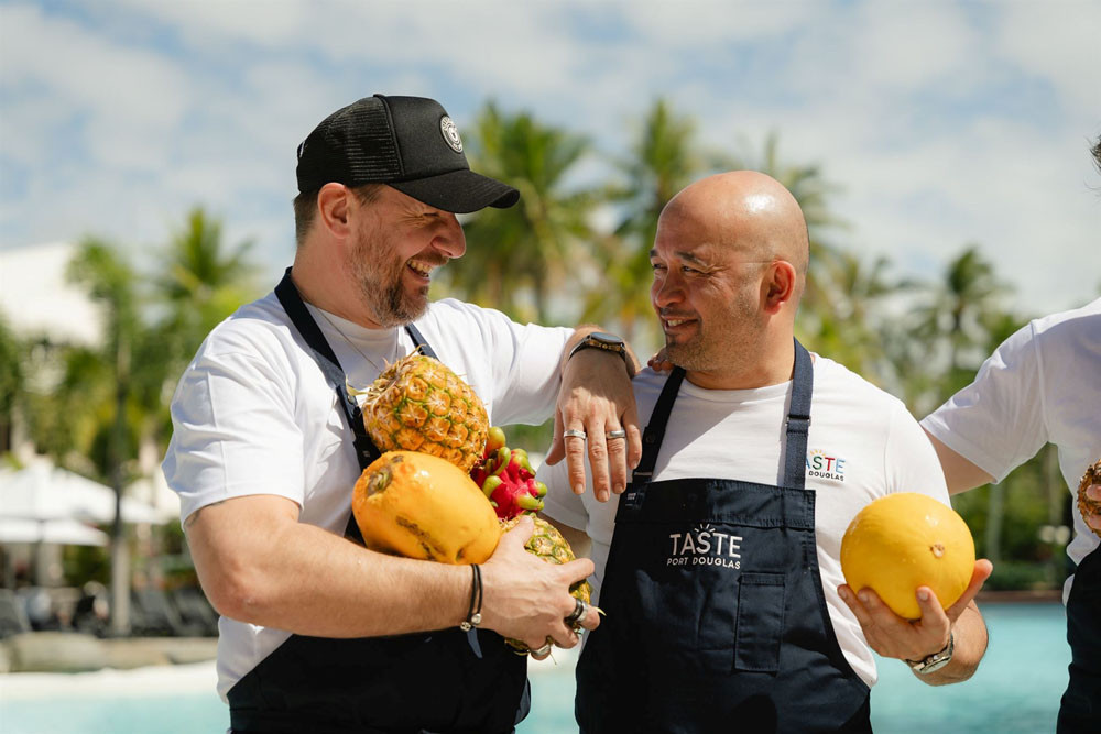 Chefs extraordinaire Manu Feildel (left) and Adam D’Sylva are coming back to Taste Port Douglas. Picture: Taste Port Douglas