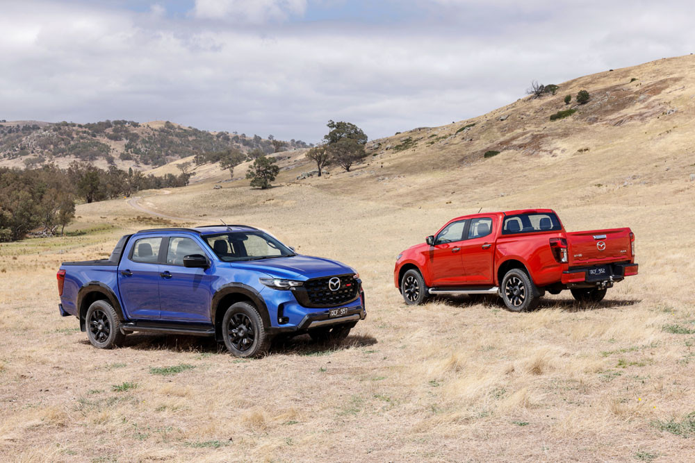 The flagship SP from $67,990 (left) and the popular XTR BT-50 dual cab utes should be arriving at Cairns Mazda soon. Picture: Mazda Australia