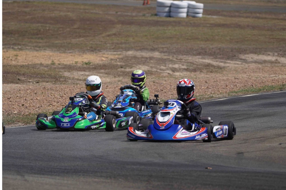 Cairns Kart Racing Club junior drivers (from left) Luke Downes, Connor Hole and Luca Seeto. Picture: Supplied