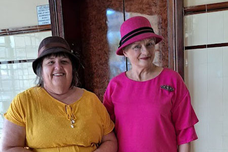 Lorraine Piercy and Val McCallum got into the art deco style for the Innisfail Shire Hall tour. Picture: Supplied