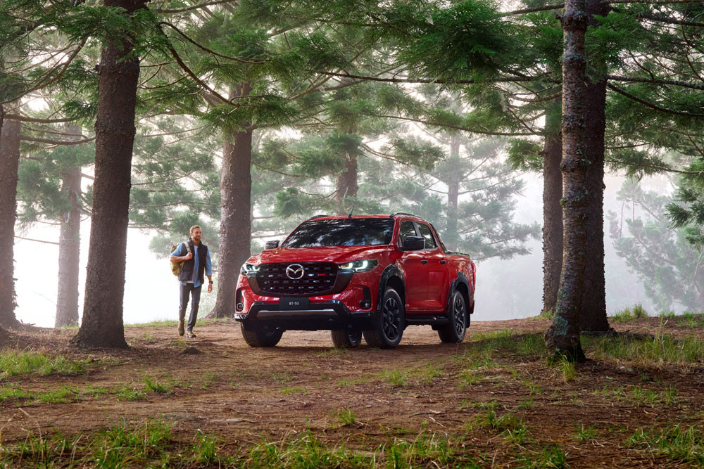 The 2025 Mazda BT-50 has a new tough look with a large logo in the grille as well as many other upgrades. Picture: Supplied