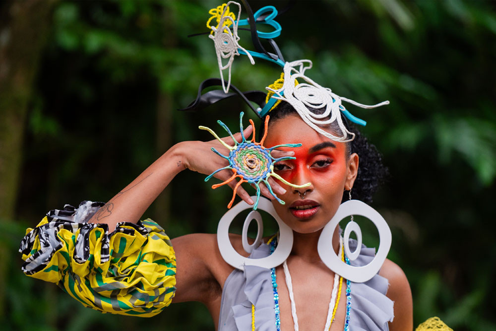 Amariah Thomas Savage modelling for designer Irene Robinson, CIAF Fashion Performance 2024. Picture: Supplied