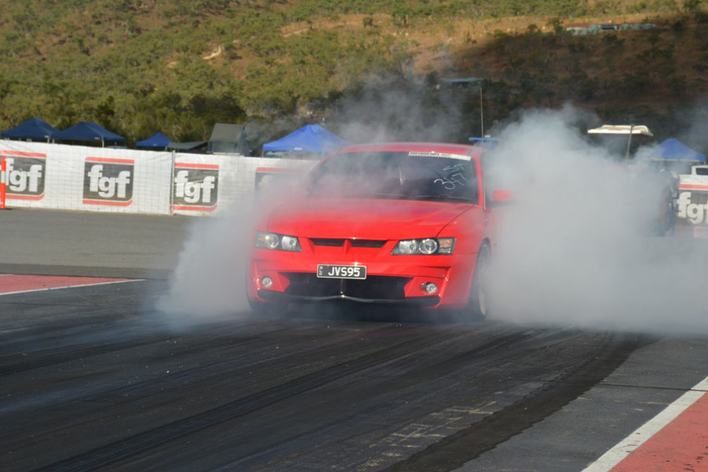 A HSV GTS burns it up at Springmount Raceway during last weekend’s 2023 Northern Nats. Pictures: Ellie Fink