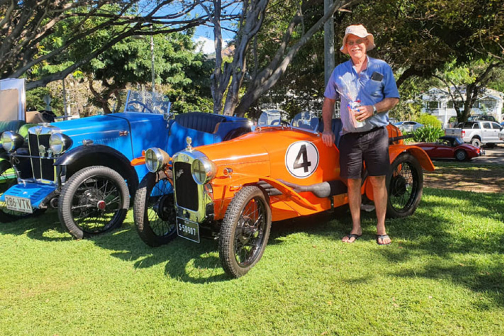 Alan Blair with his 1927 Austin ES Sports Ulster at a previous All British Day. Picture: Glenda Unwin/Jaguar Car Club of North Queensland