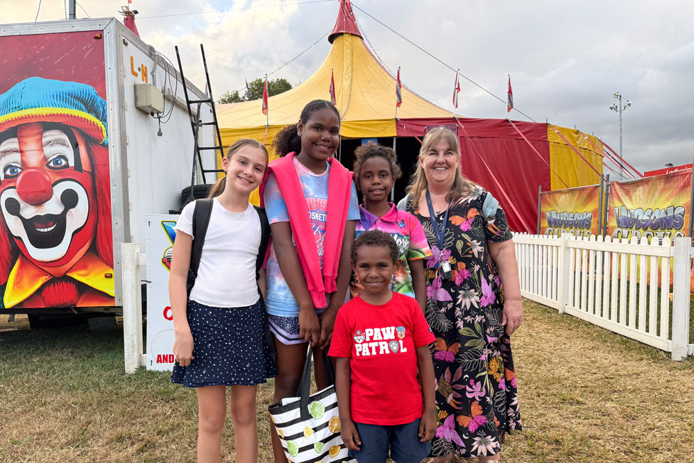 Ally, Tarhkii, Matavia (front), Marie, and Tina were among 700 guests treated to a Hudsons Circus show. Picture: Kenfrost Homes