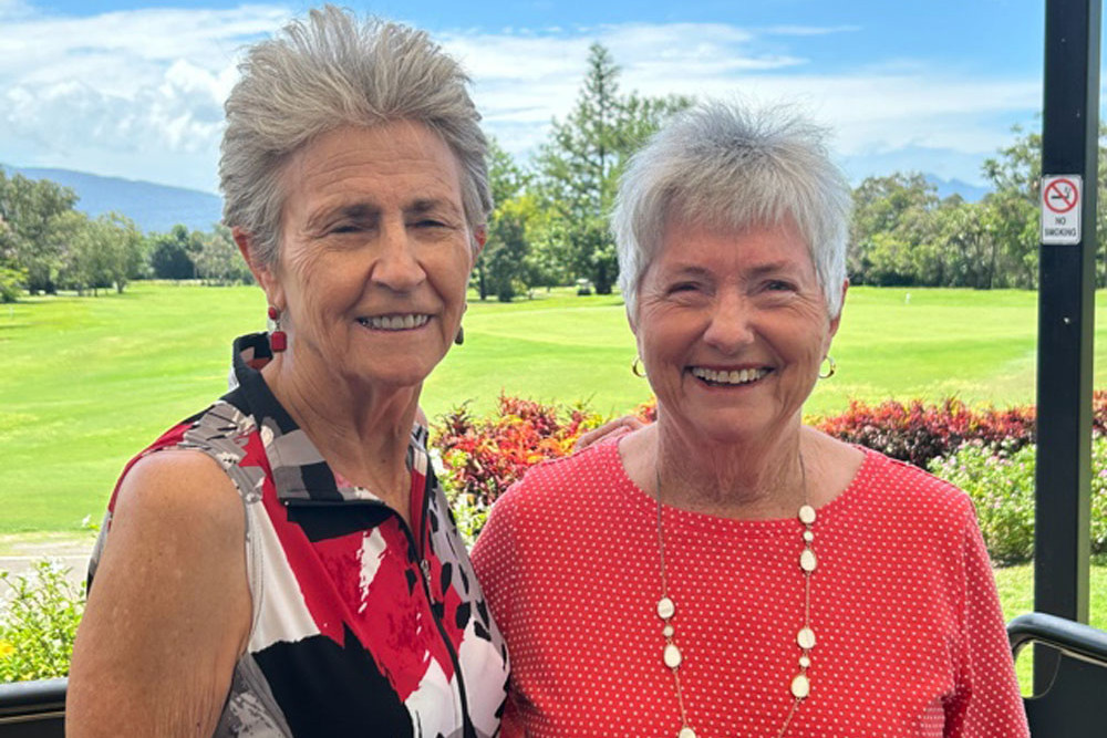 Fifty-five year veterans of Cairns Golf Club Kay Cleland and Gail O’Shea. Picture: Supplied