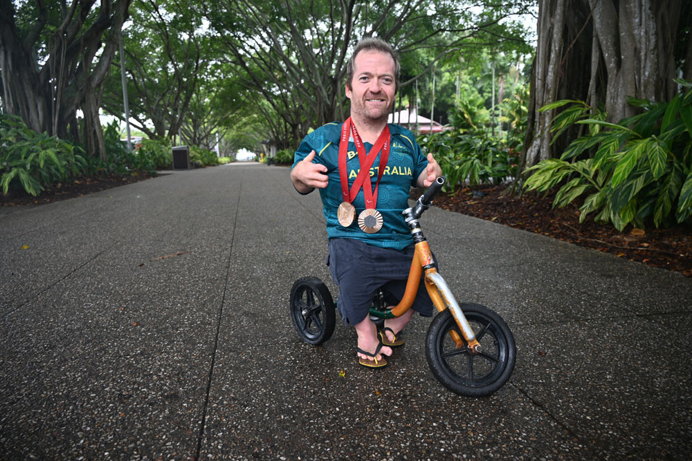 Paralympian Grant ‘Scooter’ Patterson is back from Paris with two bronze medals, and he has a new goal set in Paralympics 2032. Picture: Isabella Guzman Gozalez