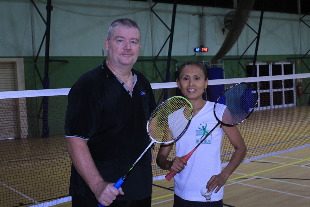 Cairns Badminton president John Spannenburg and club member Goy Watson. Picture: Isabella Guzman Gonzalez