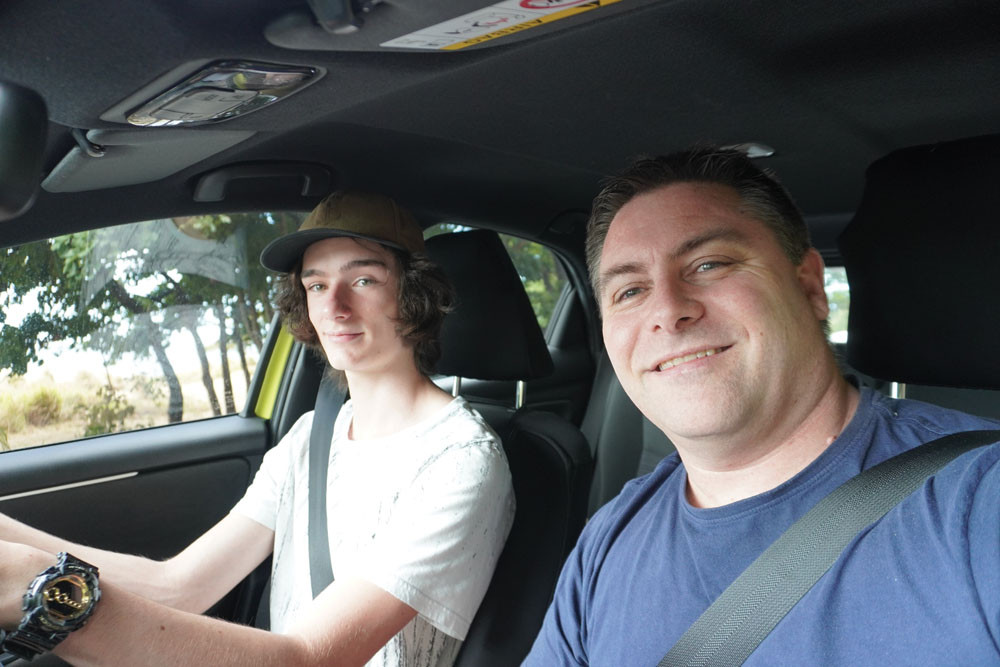 Time2Drive volunteer Andrew Young (right) with learner-driver Daniel Sivyer. Pictures: Time2Drive