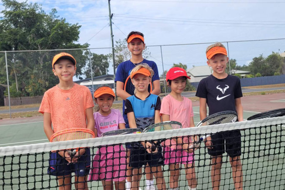 Blitz Kids program members (Front, from left) Vanessa Fitzgerald, Lara Fitzgerald, Ozzy Edwards, Tasha Fitzgerald, Cooper Edwards, and (rear) Nick Jensen. celebrate with 13 titles over the course of 13 months. Picture: Supplied