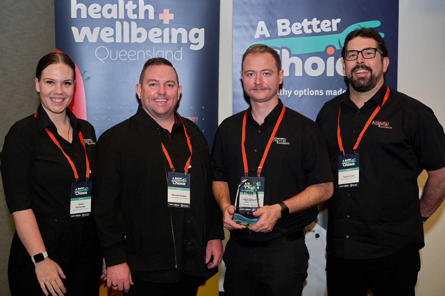 The foundation cafe team (from left) Jessica Kochannek, Michael Hooper, Michael Orford and Stuart Arber. Picture: FNQHF