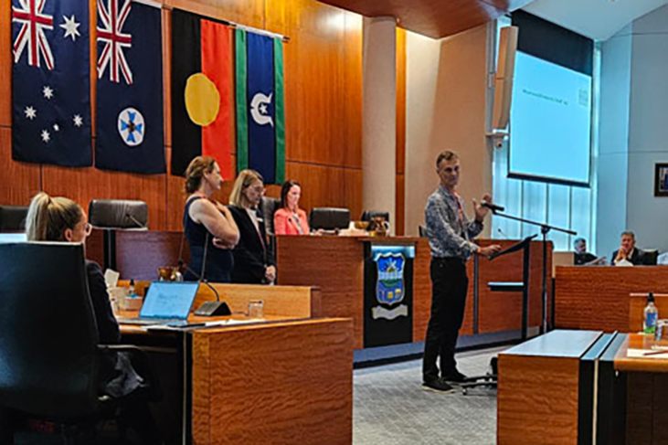 Representatives from the Cairns Group of GPs (from left) Dr Elizabeth Martin, Dr Lisa Fraser and Dr Stephen Salleras present their case for fluoridation at Wednesday’s Cairns Regional Council meeting. Picture: Nick Dalton