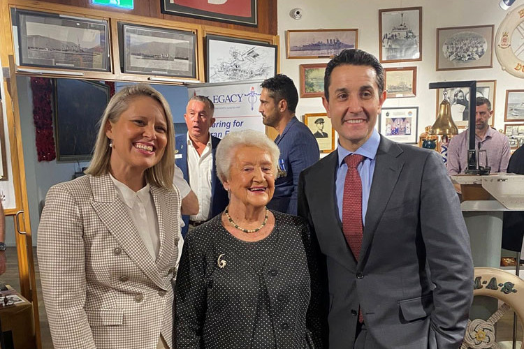 Member for Barron River Bree James (left) with Legacy beneficiary Judith Lovelock and Premier David Crisafulli at the Cairns RSL Club. Picture: Facebook