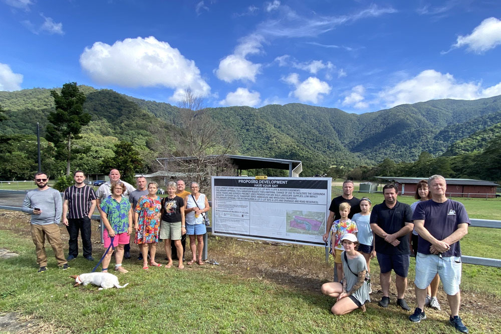 Residents outside the proposed industrial precinct proposed on Redlynch Intake Rd, Redlynch. Picture: Supplied