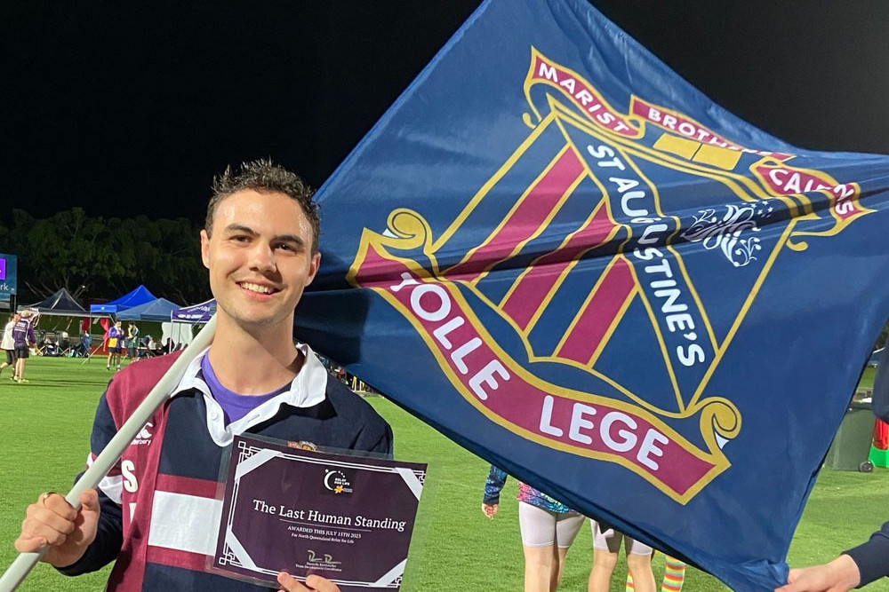 Year 12 student Daniel Leibinger wins Last Human Standing at the Relay for Life. (Inset) Highest school fundraiser Daan Fomiatti. Pictures: Supplied