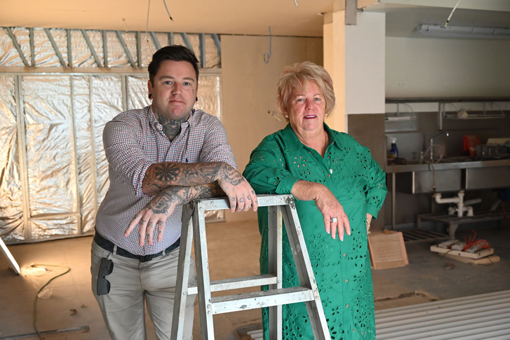 Shane Cuthbert (left) and Perri Conti at the future late night youth hub in Manunda. Picture: Isabella Guzman Gonzalez