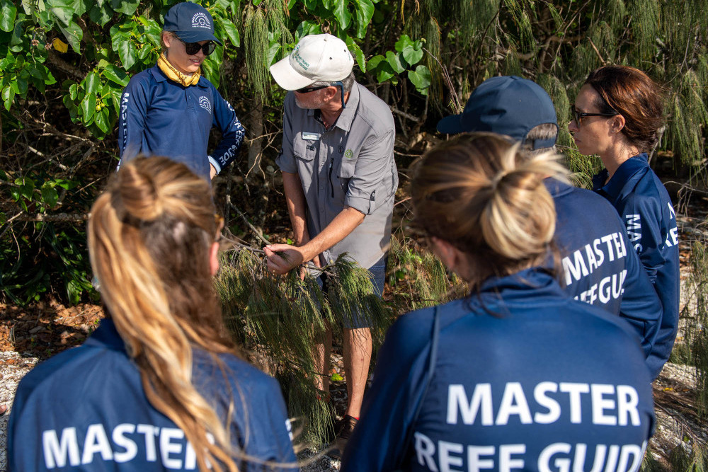 Terry Carmichael, Senior Project Officer, Wet Tropics Management Authority conducting guided walk with Master Reef Guides