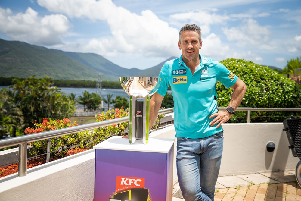 Lee Carseldine and the BBL Trophy in Cairns