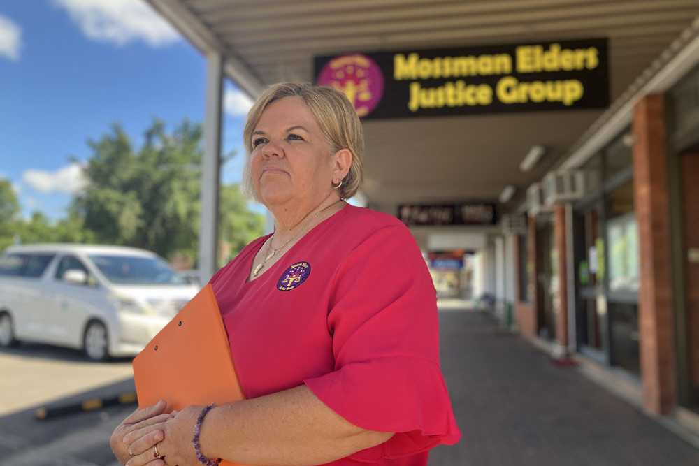 Douglas Shire Citizen of the Year Christine Lynch received plenty of assistance in cleaning up the Mossman Elders Justice Group office following the flooding on Front Street in December.