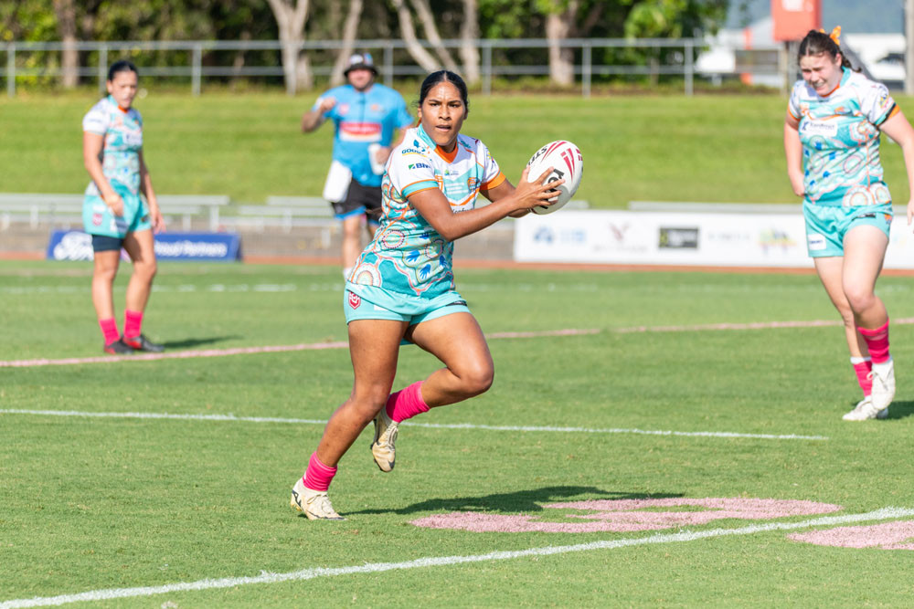 Northern Pride’s Jairel Martin Savage looks for a teammate. Picture: Chris Robson