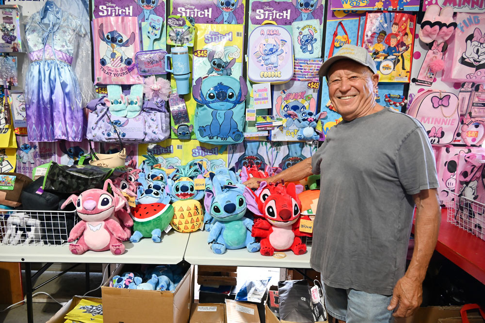 Gordon Richards of Showbag Warehouse showcases his popular Stitch range at the Cairns Show. Picture: Lizzie Vigar