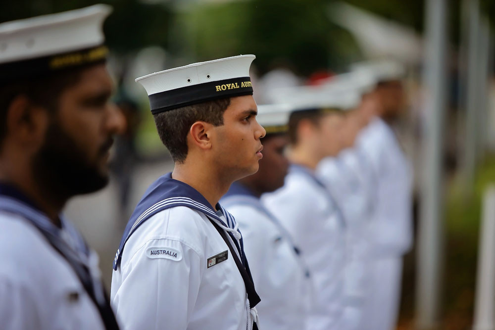 Navy Indigenous development program recruits at the 2024 Indigenous veterans' ceremony.