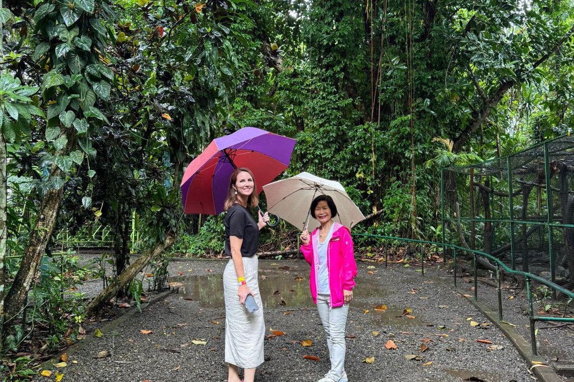 Mayor Amy Eden and sister cities ambassador Sim Hayward exploring the Rainforest Habitat at Unitech Lae. Picture: Supplied