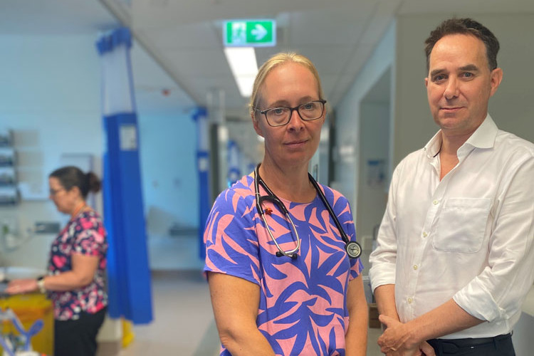 Dr Cath Tacon and Dr Josh Hanson at Cairns Hospital’s intensive care unit (ICU) where many melioidosis patients end up.