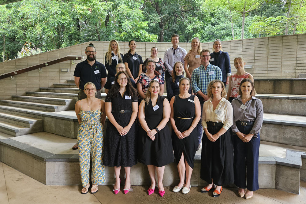 The 16 emerging leaders are, from left) (back row) program manager Alannah Giuffrida, Tyra Jose, Corrina White, Joseph Connolly, Claudia Galea, program manager Claire Simmons, (middle), David Stevens, Sam Gaunt, Allison Cornford, Sarah Debono, Noah Hodgson, Lucy Friend (front row) Kaytlin Campbell, Bec Shield, Kayla Child, Rebecca Milliner, Katie Tracey and Heidi Healy. Picture: Nick Dalton