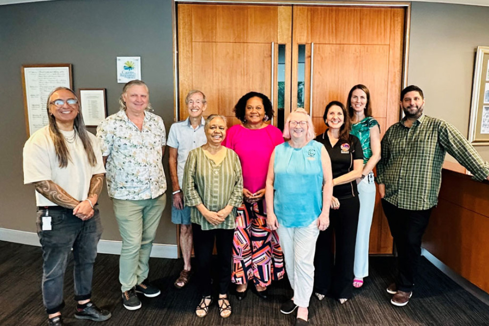 Destry Puia (left), Russell Millage, Jon Feron, Henrietta Marrie, Kesa Strieby, Sandi Robb, Janine Bowmaker, Mayor Amy Eden and Ranjit Singh. Absent George Bell and Cr Cathy Zeiger. Picture: Cairns Regional Council