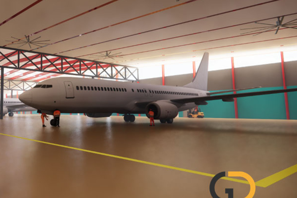 An artist’s impression of the common-user hangar.