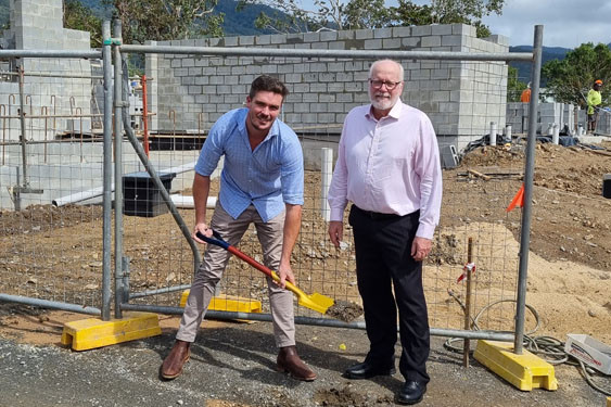 Bryant Building Contractors director Dan Fragg and the Pyramid’s president Paul Gregory turn a sod on the building site. Insets: Artist’s impressions of the extensions. Main picture: Nick Dalton