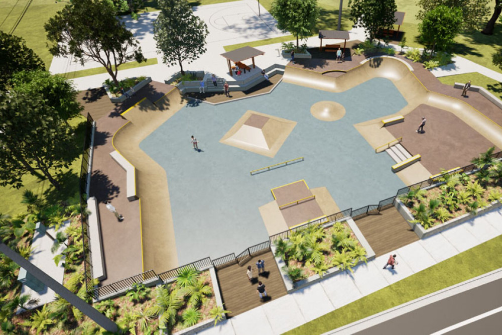 An artist’s impression of a proposed skate park at Jeff Pezzutti Park at Woree. Cairns Regional Council is asking potential users for their input. Picture: Cairns Regional Council