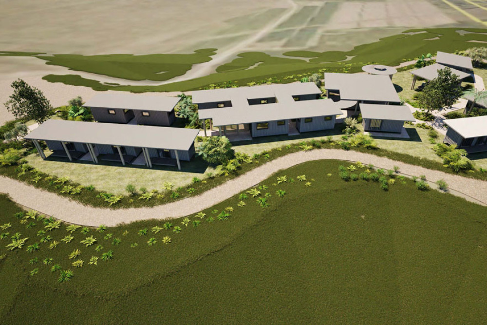 An artist’s impression of the aerial view of the proposed training centre from the south east in the Daintree. Picture: Hunt Design