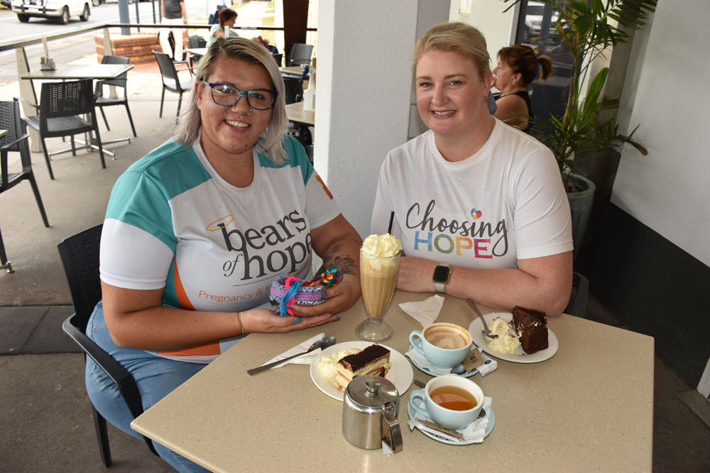 Tabbetha Reed and Janelle Ward are encouraging bereaved parents to have a cuppa with other parents on Pregnancy and Infant Loss Remembrance Day at the Cairns RSL. Picture: Isabella Guzman Gonzalez