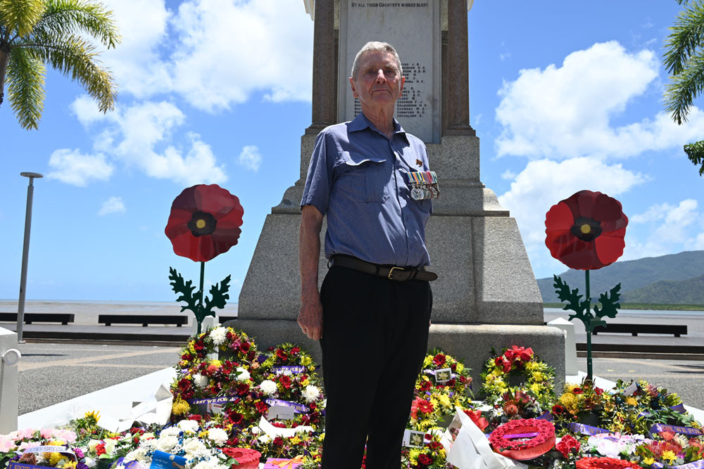 Vietnam veteran James Richard Dickson, of Trinity Beach, attended Remembrance Day to pay his respects to all fallen soldiers and friends lost in war. Picture: Isabella Guzman Gonzalez