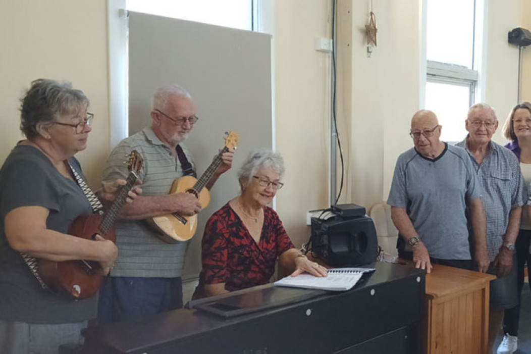 Rehearsing for Songs of Hope are (from left) Maggie Lindsay, Ian Lindsay, Claire Manning, Rob Luff, Bryan Massey, Robyn Gray, Pauline Haggith, Jean Johnston and Sue Cann. Picture: Supplied